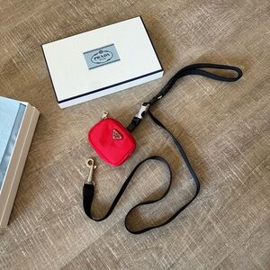 Prada Red Mini Pouch with Black Strap